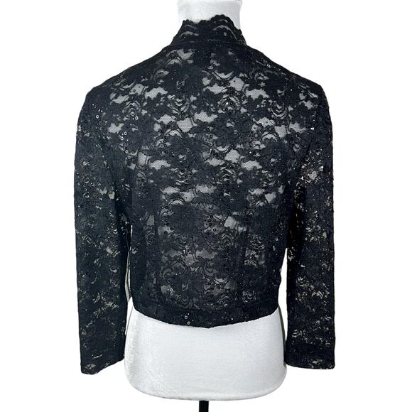 Jessica Howard Black Lace 3/4 Sleeve Bolero Jacket Size Large NWT - Picture 4 of 9